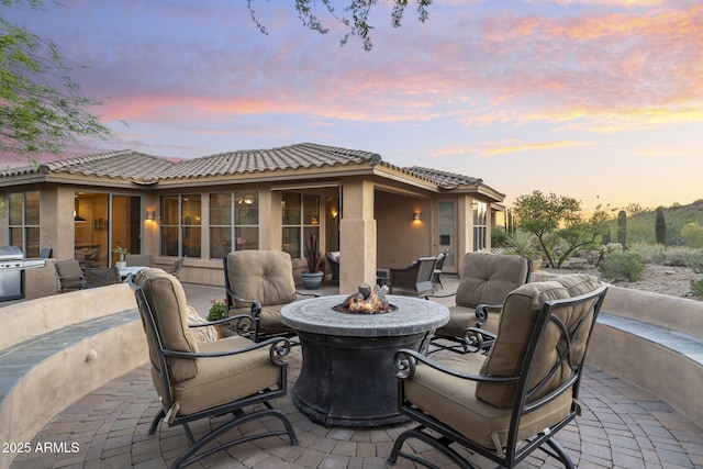 11400 E Helm Dr, Scottsdale, AZ 85255 - view of patio / terrace featuring an outdoor living space with a fire pit