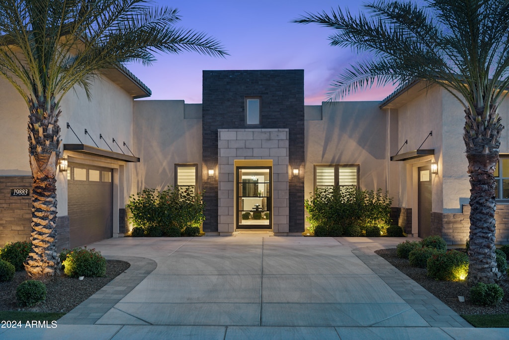 contemporary home featuring a garage