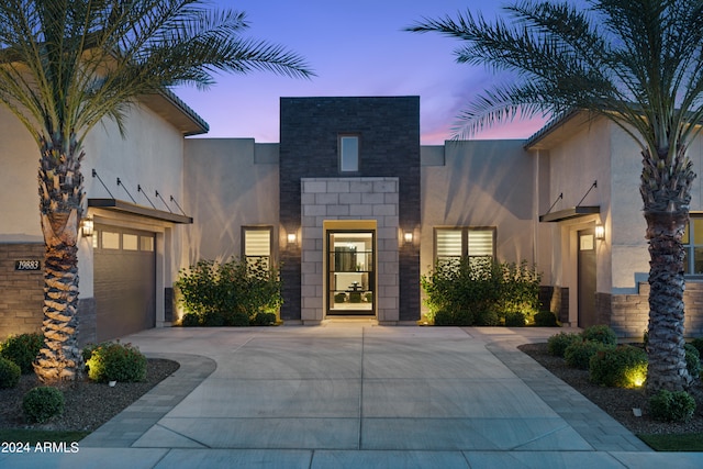 contemporary home featuring a garage