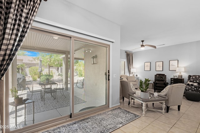 15971 W Indigo Ln, Surprise, AZ 85374 - living area featuring light tile patterned floors and ceiling fan