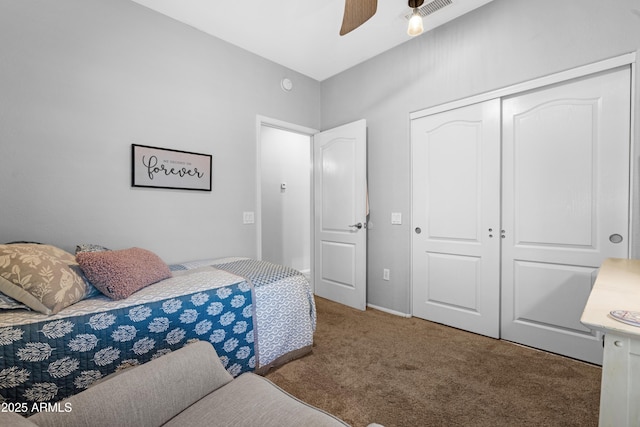 15971 W Indigo Ln, Surprise, AZ 85374 - bedroom with carpet, a closet, and ceiling fan