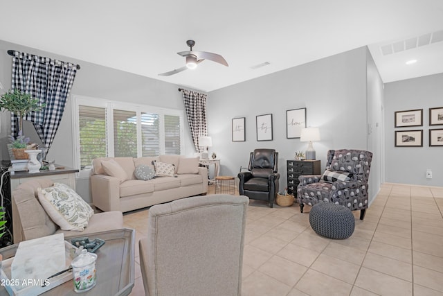 15971 W Indigo Ln, Surprise, AZ 85374 - living room with light tile patterned floors and ceiling fan
