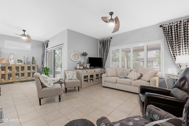 15971 W Indigo Ln, Surprise, AZ 85374 - living area with light tile patterned flooring, healthy amount of natural light, and a ceiling fan