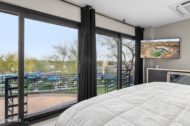 3282 E Palo Verde Dr, Paradise Valley, AZ 85253 - bedroom with a water view, an AC wall unit, and multiple windows