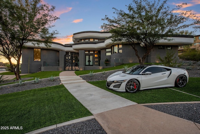 3282 E Palo Verde Dr, Paradise Valley, AZ 85253 - prairie-style house with a yard and french doors