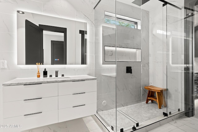 3282 E Palo Verde Dr, Paradise Valley, AZ 85253 - bathroom with vanity and a shower with door