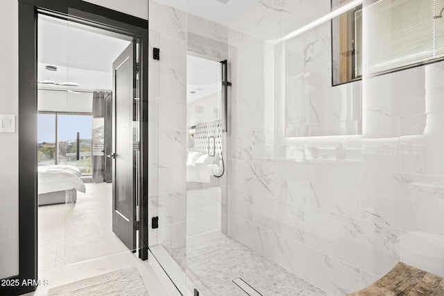 3282 E Palo Verde Dr, Paradise Valley, AZ 85253 - bathroom with tile patterned floors and a tile shower