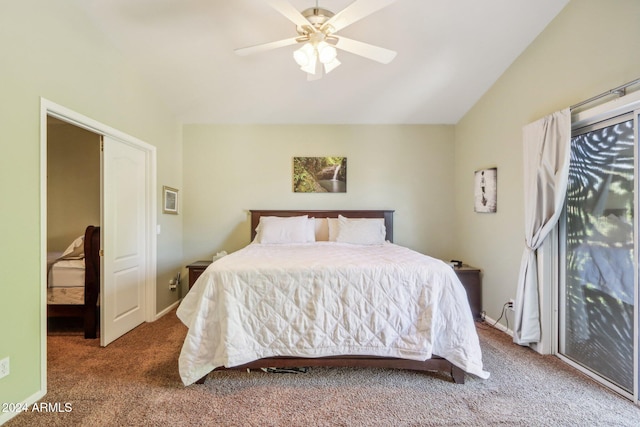 bedroom with ceiling fan and carpet