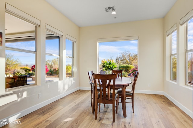 dining space featuring light hardwood / wood-style floors