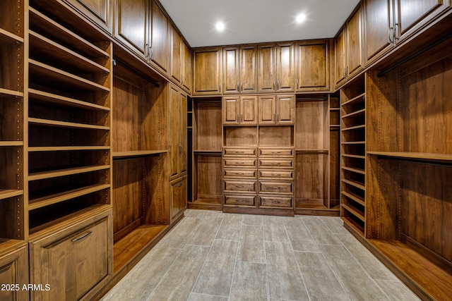 spacious closet with light wood finished floors