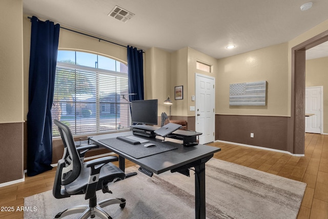 office with hardwood / wood-style floors