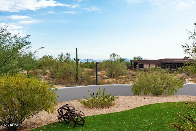 view of yard with a mountain view