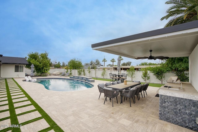 5441 E Wethersfield Rd, Scottsdale, AZ 85254 - view of pool with a patio, a fenced backyard, and area for grilling