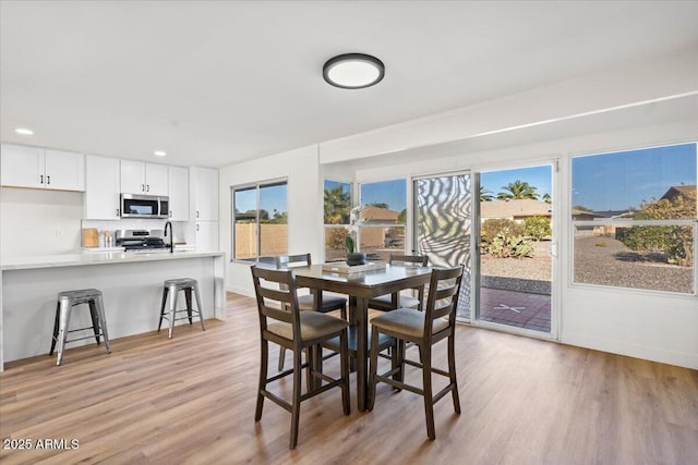 dining space featuring light hardwood / wood-style flooring