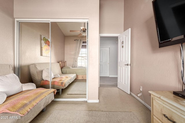 living room with ceiling fan