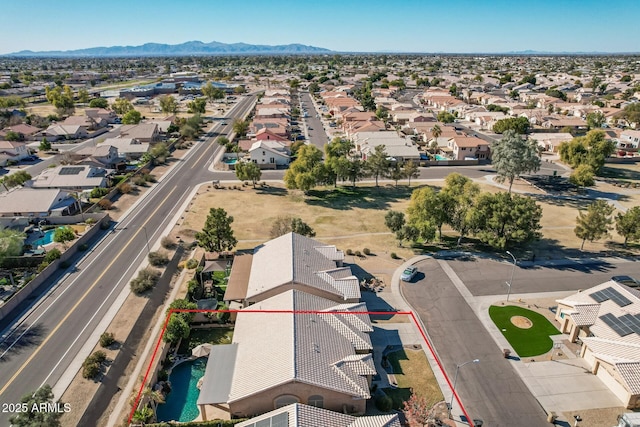 aerial view with a mountain view