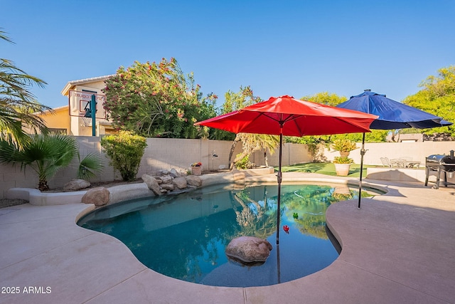 4554 W Detroit St, Chandler, AZ 85226 - view of pool with a fenced in pool, a patio area, and a fenced backyard
