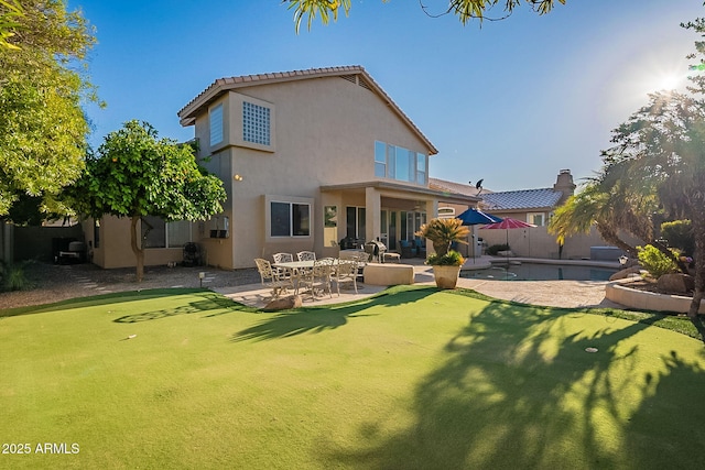 4554 W Detroit St, Chandler, AZ 85226 - rear view of house with a patio, stucco siding, a tiled roof, and fence