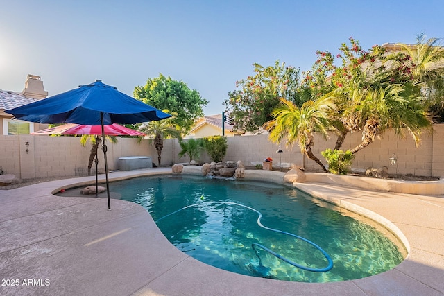 4554 W Detroit St, Chandler, AZ 85226 - view of pool with a fenced backyard, a fenced in pool, and a patio area