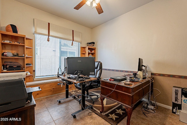 4554 W Detroit St, Chandler, AZ 85226 - tiled home office with ceiling fan and baseboards