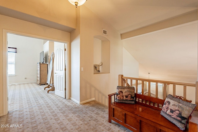 4554 W Detroit St, Chandler, AZ 85226 - hall with visible vents, baseboards, vaulted ceiling, and carpet floors