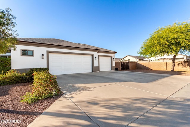 exterior space with a garage