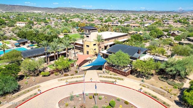 bird's eye view with a mountain view