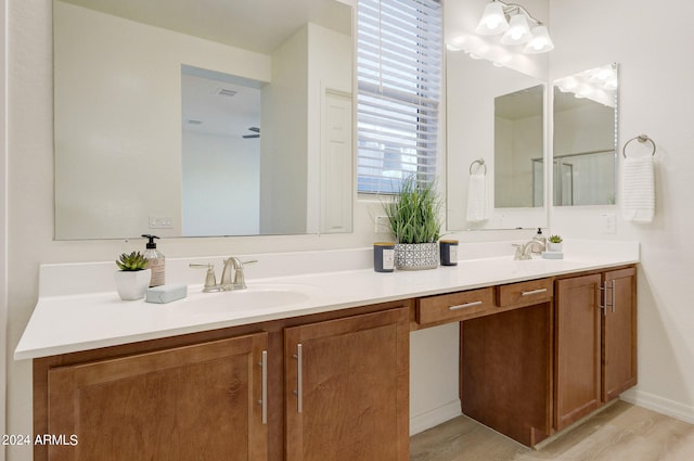 bathroom featuring wood-type flooring and vanity