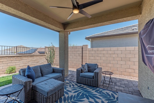 view of patio / terrace with ceiling fan