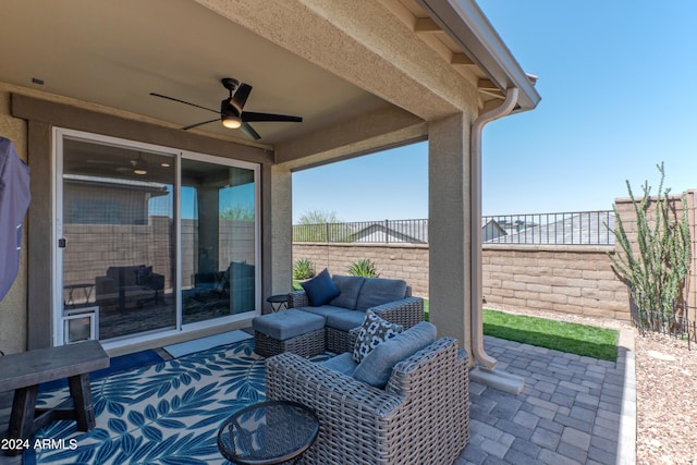 view of patio / terrace with ceiling fan