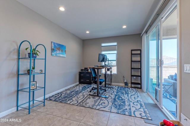 view of tiled office space