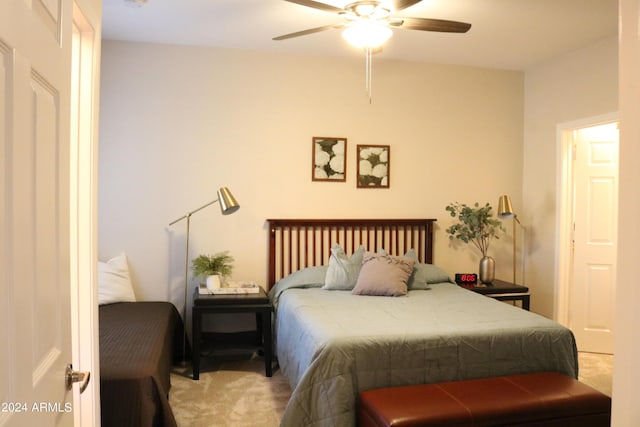 bedroom featuring carpet floors and a ceiling fan