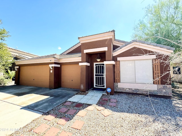 view of front of house with a garage