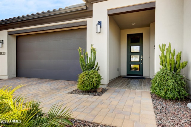 entrance to property with a garage