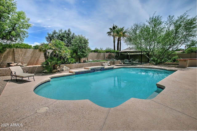 9476 E Laurel Ln, Scottsdale, AZ 85260 - view of swimming pool featuring a fenced backyard, a patio area, and a gazebo