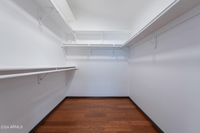 spacious closet with dark hardwood / wood-style floors