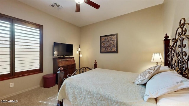 bedroom with carpet and ceiling fan