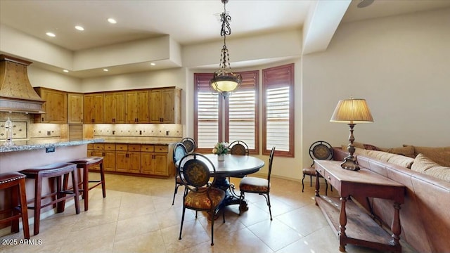 view of tiled dining room