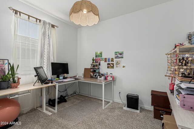 view of carpeted office space