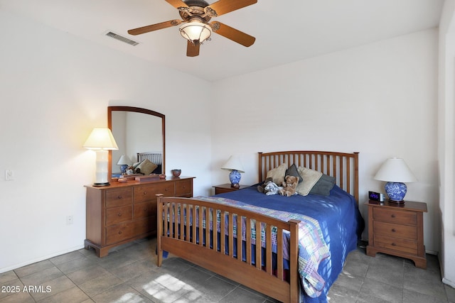 bedroom featuring ceiling fan