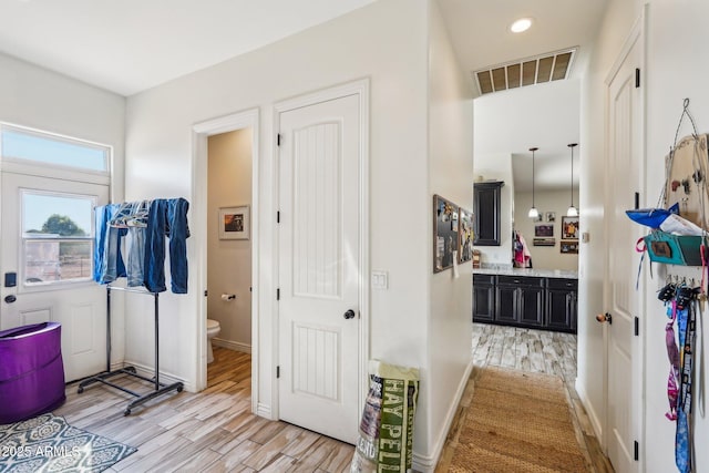 interior space featuring light wood-type flooring