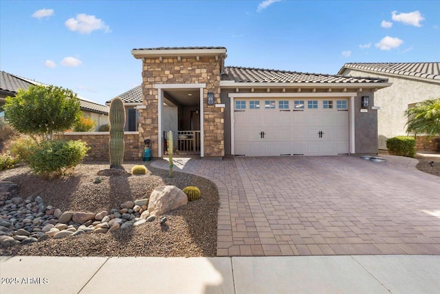 view of front of house with a garage