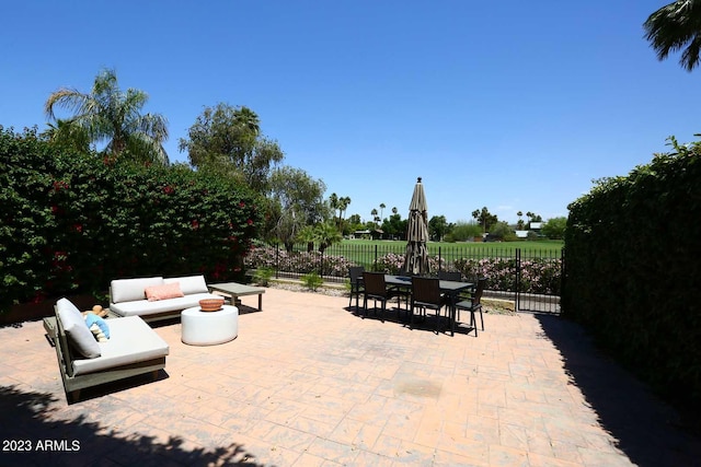 view of patio featuring an outdoor living space