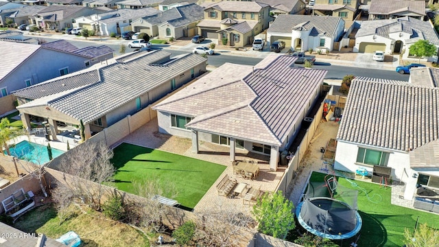 bird's eye view with a residential view