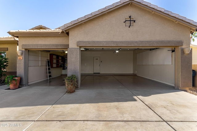 exterior space with a garage