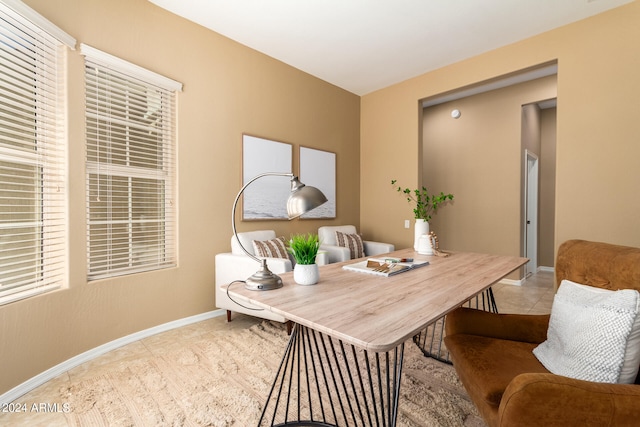 view of tiled home office