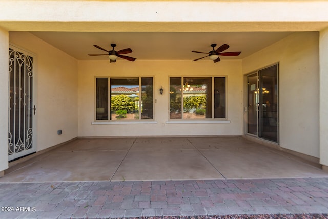 view of patio / terrace featuring ceiling fan