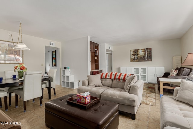 view of tiled living room