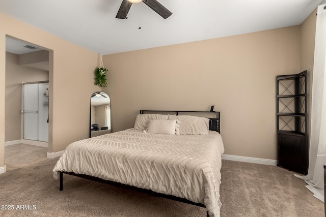 bedroom with carpet floors and ceiling fan