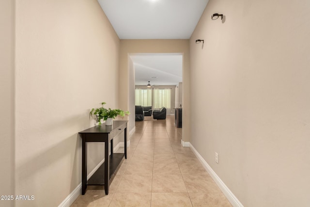 hallway with light tile patterned flooring